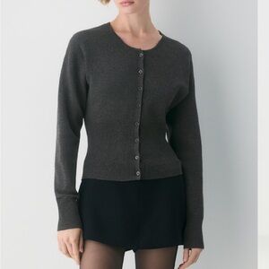 Aritzia Wilfred Classic Dark Grey Cardigan